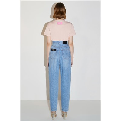 Vaquero mom fit de tiro alto Azul