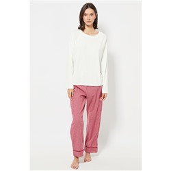 Camiseta de pijama relaxed fit de terciopelo - Blanco