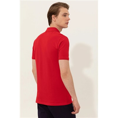 Erkek Kırmızı Basic Polo Yaka Tişört
