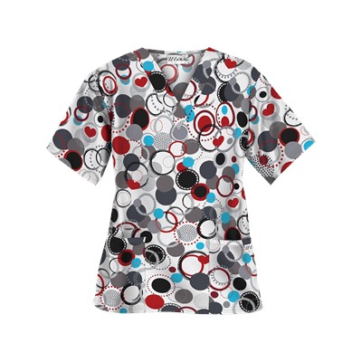 UA Round Up White Print Scrub Top