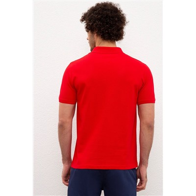 Erkek Kırmızı Basic Polo Yaka Tişört