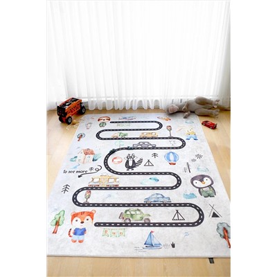 HAMUR Araba Yolu 160x200 Cm Oyun Matı Bebek Ve Çocuk Halısı Gri TYC00506622825