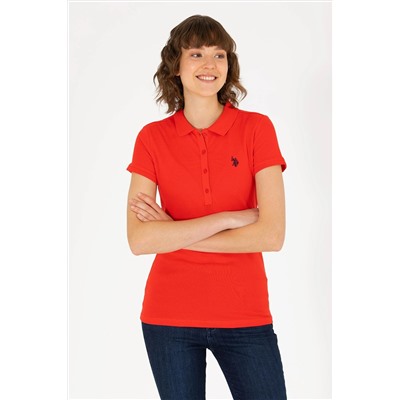 Kadın Kırmızı Basic Polo Yaka Tişört