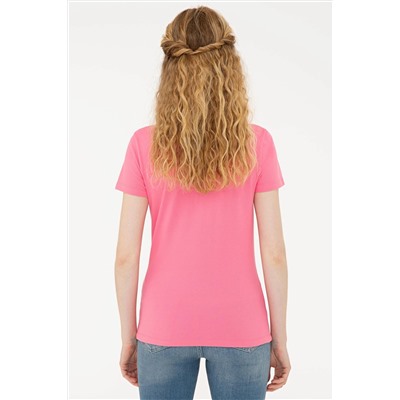 Kadın Pembe Basic Polo Yaka Tişört