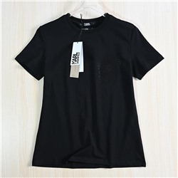 Хлопковая прямая футболка с круглым вырезом и короткими рукавами KARL LAGERFEL*D ОРИГИНАЛ!
