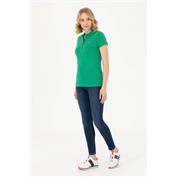 Kadın Yeşil Basic Polo Yaka Tişört