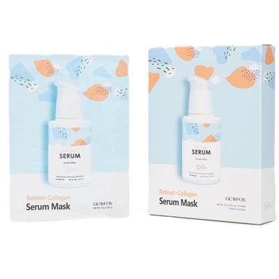 [GLAMFOX] Маска для лица тканевая РЕТИНОЛ И КОЛЛАГЕН Double Effect Retinol Collagen Serum Mask, 23 мл