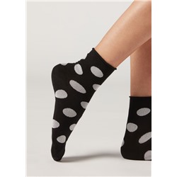 Kurze gemusterte Socken mit Glitzer