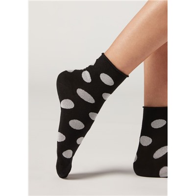Kurze gemusterte Socken mit Glitzer