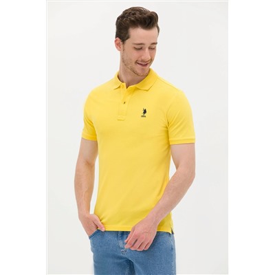 Erkek Koyu Sarı Basic Polo Yaka Tişört