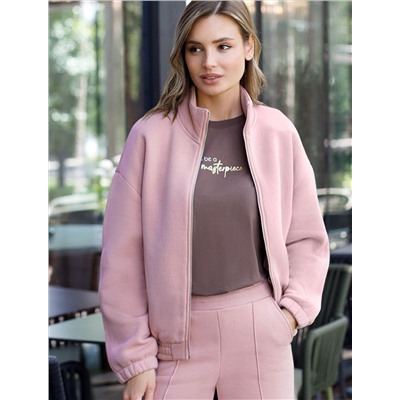 Бомбер на молнии из футера трехнитки с начесом