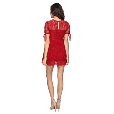Short Sleeve Lace Woven Dress