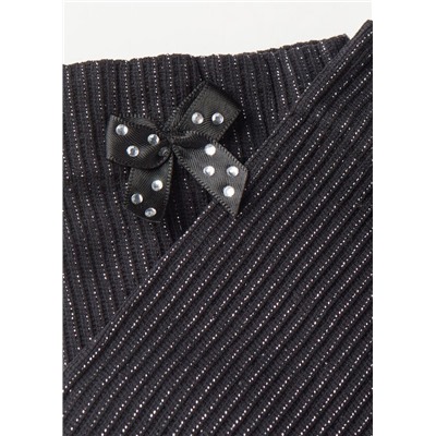 Blickdichte kurze Socken in Rippstrick mit Glitzer und Schleife