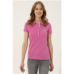 Kadın Pembe Basic Polo Yaka Tişört