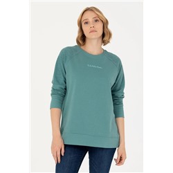 Kadın Mint Bisiklet Yaka Sweatshirt