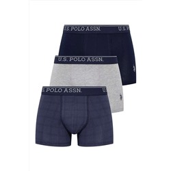U.S. Polo Assn. Erkek Lacivert - Gri Melanj - Indigo 3 Lü Boxer US.01.80263
