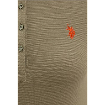 Kadın Haki Basic Polo Yaka Tişört