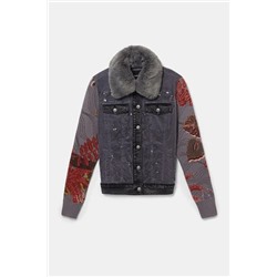 Chaqueta bimateria pana fina cuello desmontable