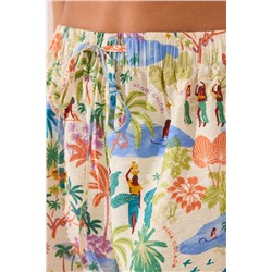 Pantalón corto viscosa estampado paisaje