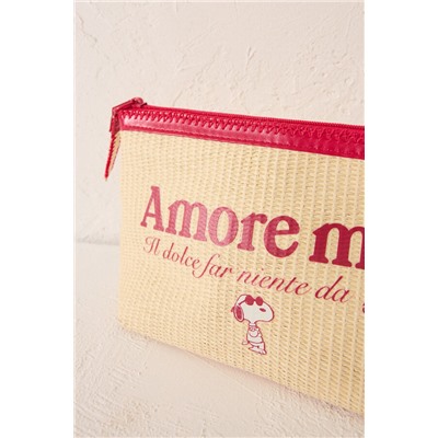 Neceser mediano Snoopy rafia