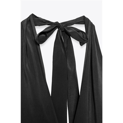 HALTER MIDI DRESS WITH TIE