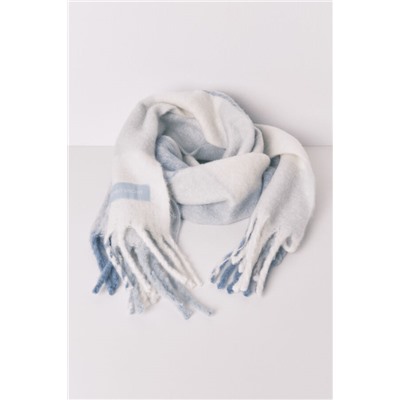 Bufanda efecto lana cuadros azul y blanco