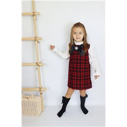 Parla Kids Kız Çocuk Kırmızı Vanessa Broş Detaylı Tüvit Uzun Kollu Yılbaşı Elbisesi ELB-0082