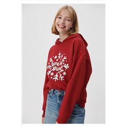 Mavi Yılbaşı Temalı Kırmızı Sweatshirt 1S10095-80695