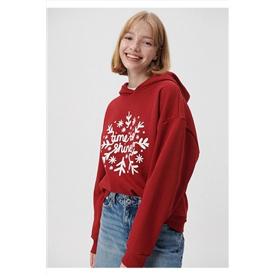 Mavi Yılbaşı Temalı Kırmızı Sweatshirt 1S10095-80695