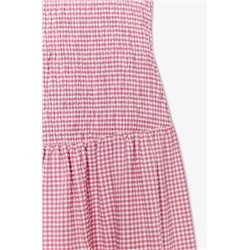 GINGHAM CHECK MIDI DRESS