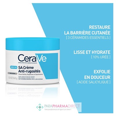 Cerave SA Crème Anti-Rugosités - Peaux Sèches, Rugueuses & Squameuses 340g