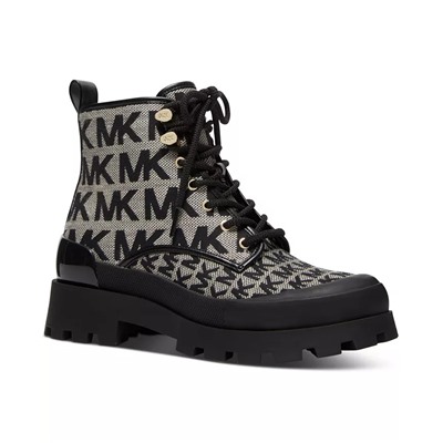MICHAEL MICHAEL KORS Women's Payton Signature Logo Lace-Up Lug Sole Combat Booties