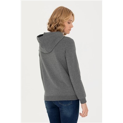 Kadın Antrasit Melanj Kapüşonlu Sweatshirt