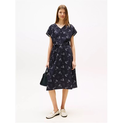 Nautical Print Midi Dress