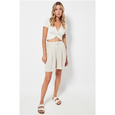 Short de lino - Crudo