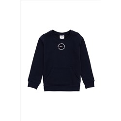 Erkek Çocuk Lacivert Basic Bisiklet Yaka Sweatshirt