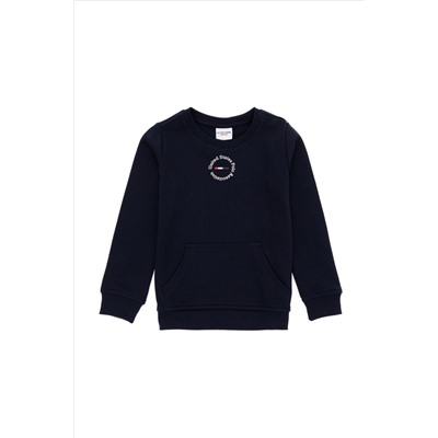 Erkek Çocuk Lacivert Basic Bisiklet Yaka Sweatshirt