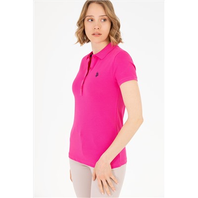 Kadın Fuşya Basic Polo Yaka Tişört