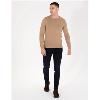 Camel Melanj Slim Fit Bisiklet Yaka Basic Triko Kazak