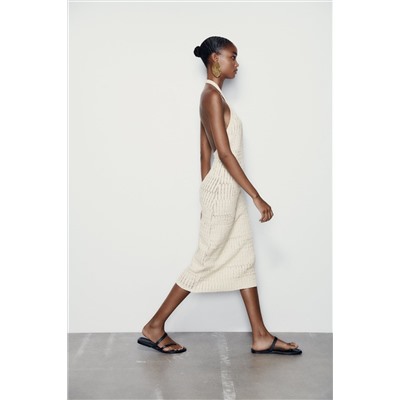 FITTED KNIT HALTER DRESS