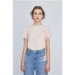 Camiseta de lino Rosa claro jaspeado