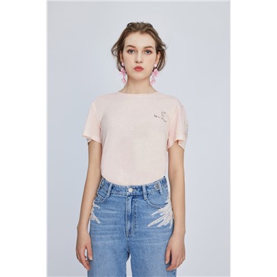 Camiseta de lino Rosa claro jaspeado