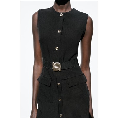 VESTIDO MIDI CREPE CINTURÓN