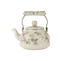 Чайник, 2,3 л, с крышкой, с покрытием, сталь, молочный, Цветы, Provence, 62708