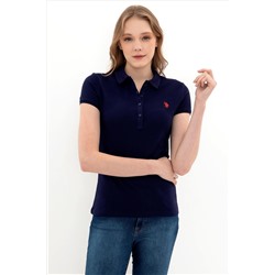 Kadın Lacivert Basic Polo Yaka Tişört