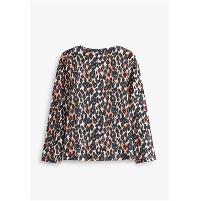 Black/Animal/White/Stripe 5 Pack Ribbed Long Sleeve Tops