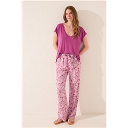 Pantalón largo estampado rosa
