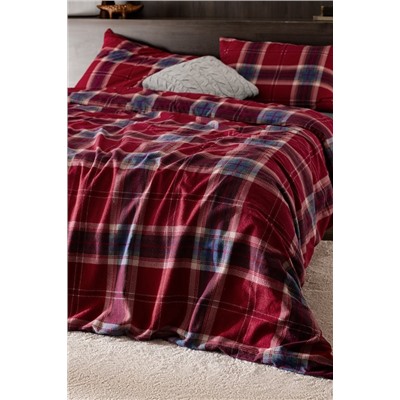 Lenard King Size %100 Pamuk Flanel Nevresim Takımı - Kırmızı