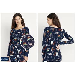 Printed Waffle Pajama Top for Women