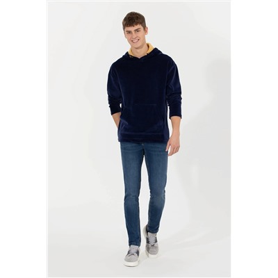 Erkek Lacivert Kapüşonlu Sweatshirt